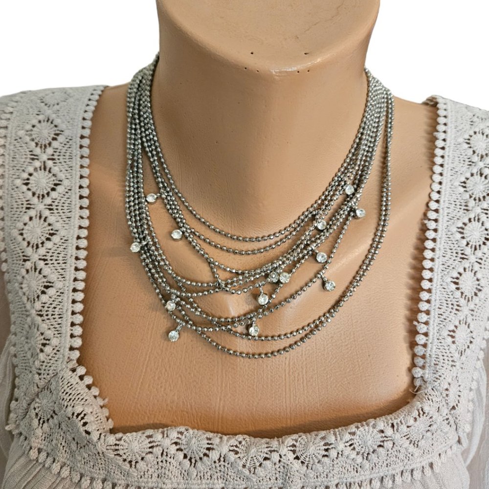 Cache - Vintage Cache Rhinestone Multi Layer Chok… - image 1